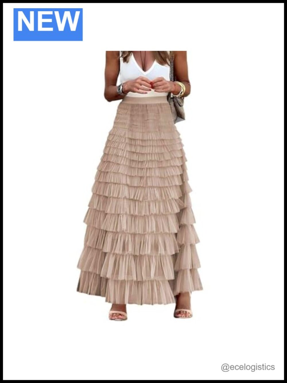 Womens Long Tulle Skirt A Line Ruffle Tiered Layered High Waisted Flowy Fairy